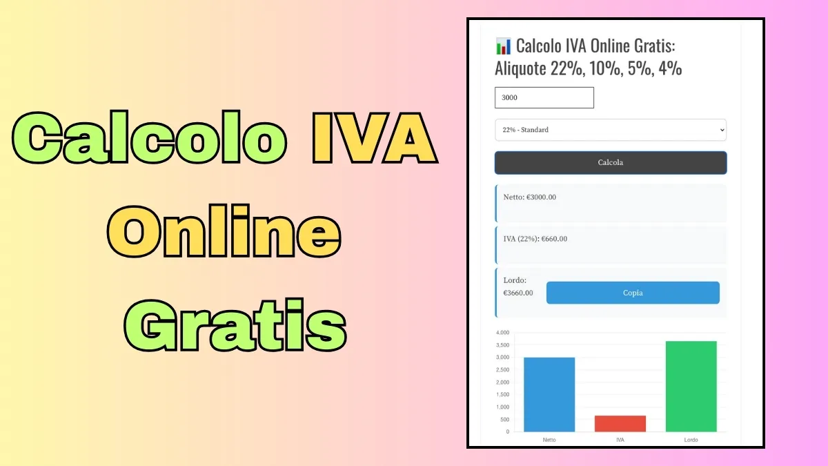 Calcolo IVA Online Gratis: Aliquote 22%, 10%, 5%, 4%